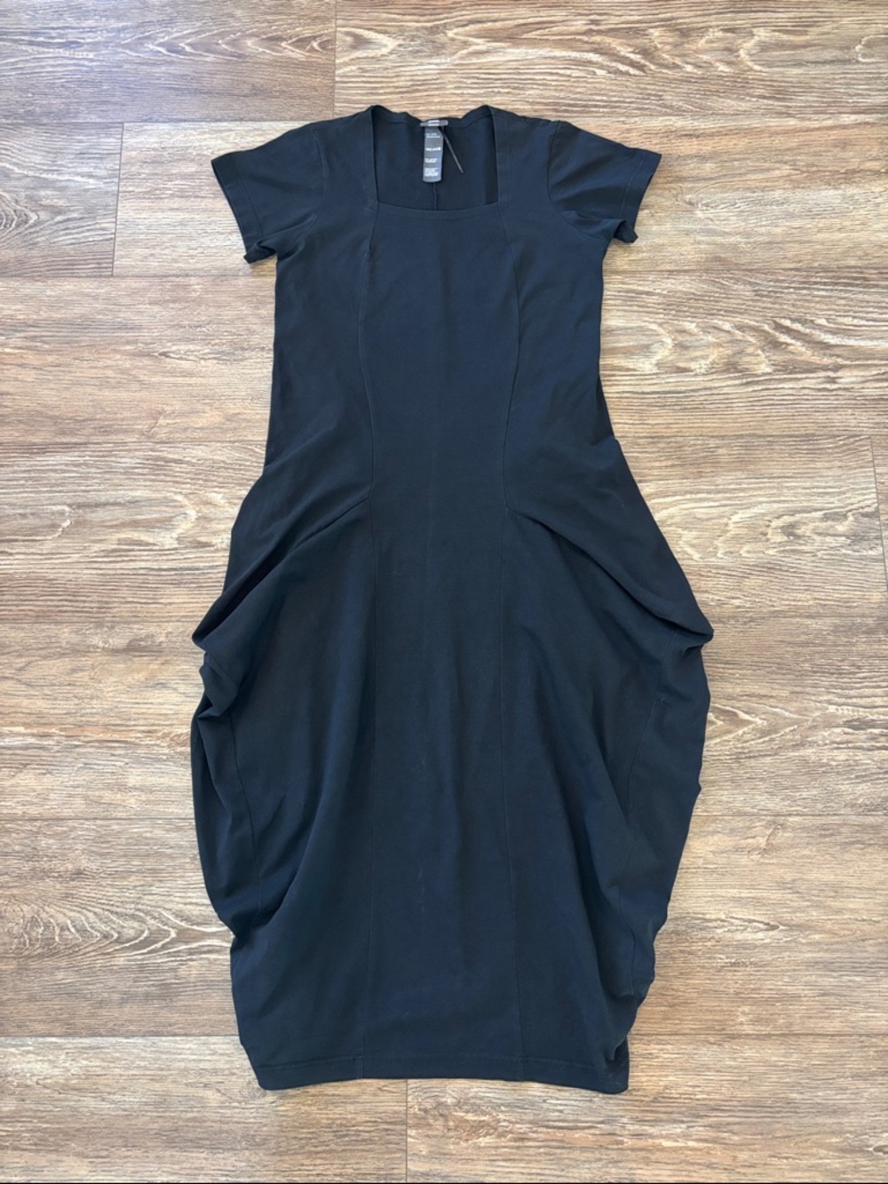 Lilith Paris Short-Sleeve Avant-Garden Bodycon Balloon Hem Midi Dress Women's M